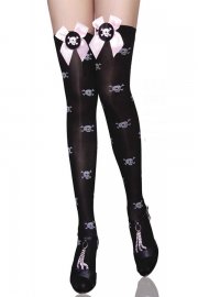 Accessory Skull Print Thigh High Stockings