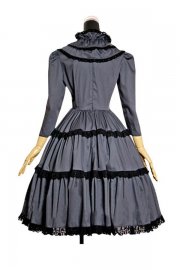 Adult Costume Long Sleeve Black and White Lolita Dress