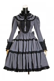 Adult Costume Long Sleeve Black and White Lolita Dress